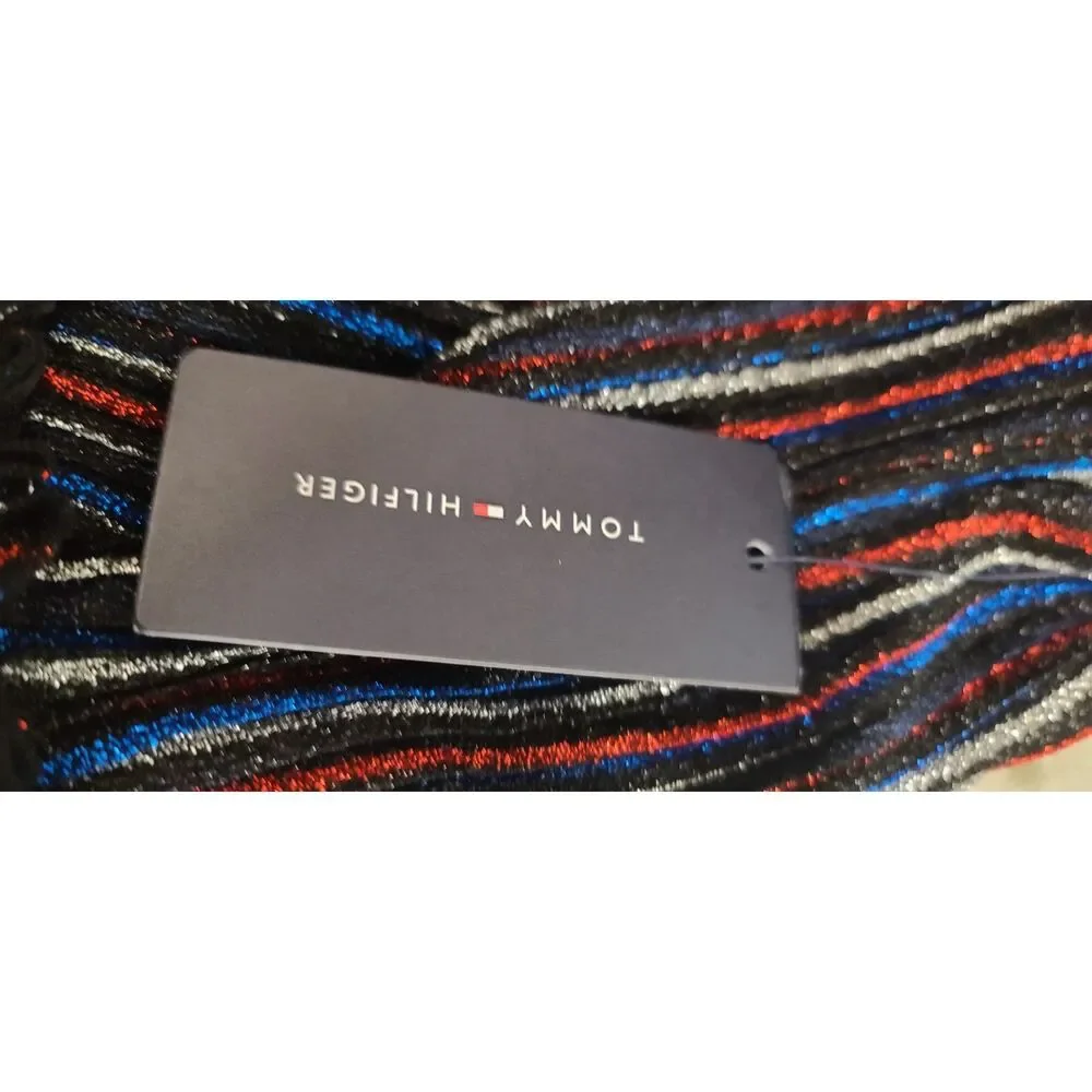 Tommy Hilfiger Girls Multi Color Metallic Sparkly Striped Dress Size XL (16) NWT